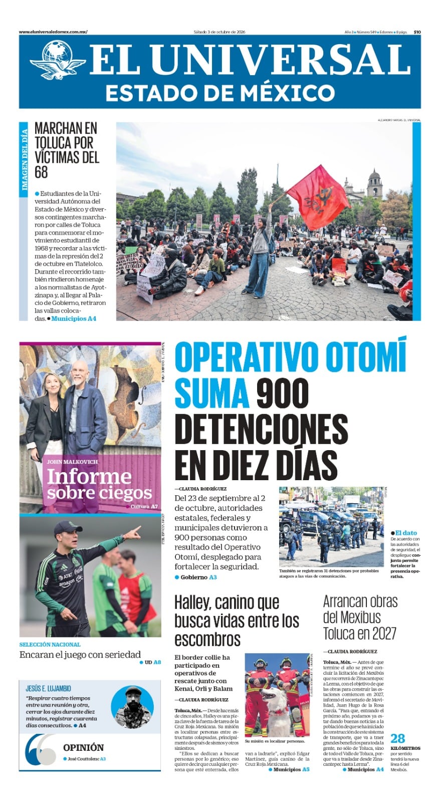 La portada 03 de Octubre del 2026