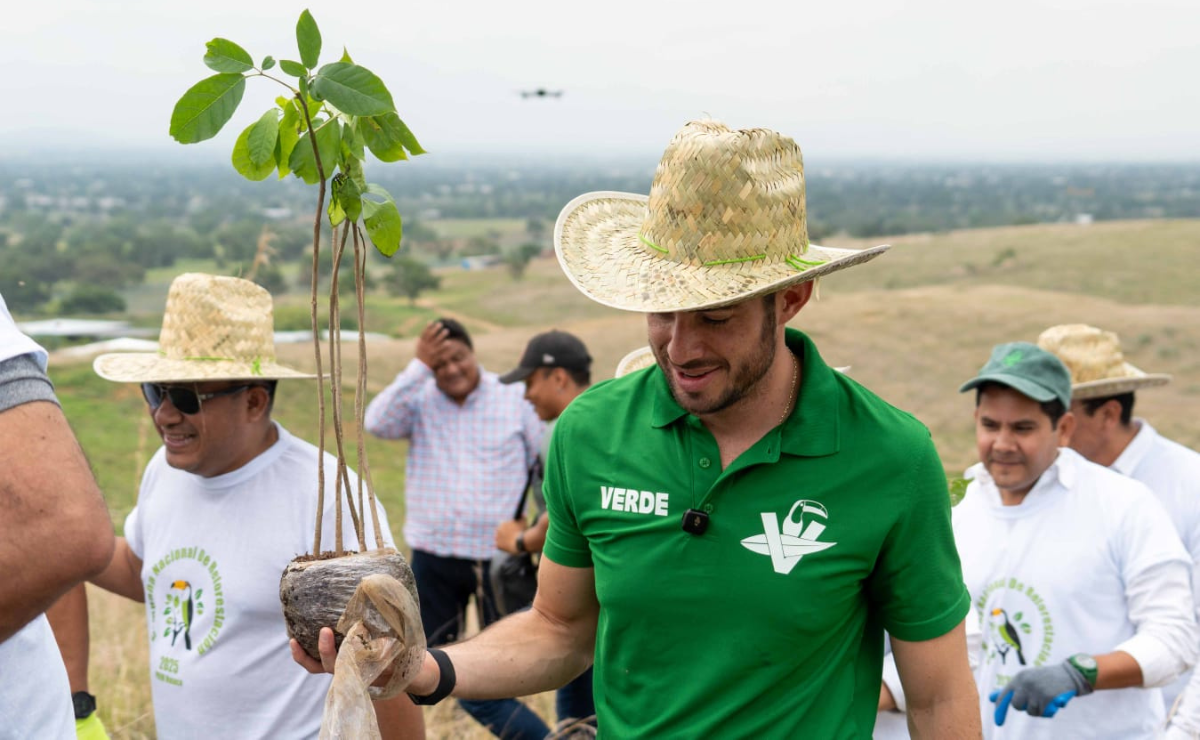 "Un voto, un árbol": el PVEM lanza una ambiciosa campaña de reforestación liderada por José Alberto Couttolenc Buentello, con el objetivo de combatir el cambio climático desde Oaxaca. Foto: Especial