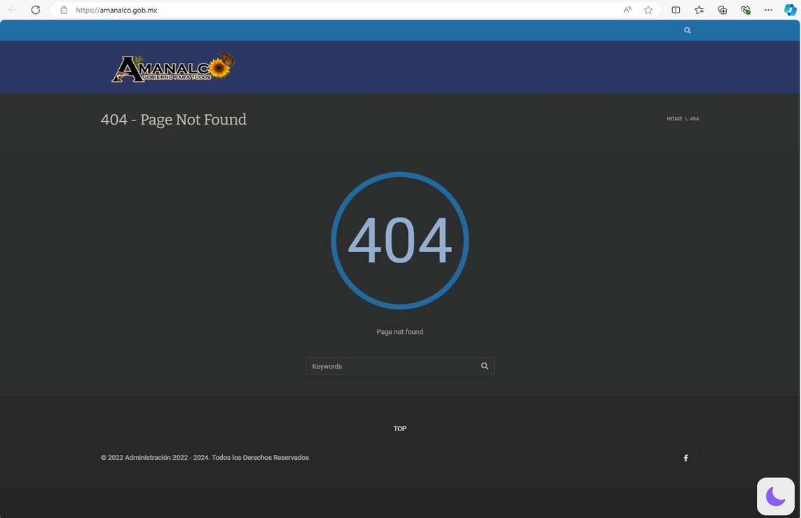 La web del ayuntamiento de Amanalco está deshabilitada / Foto Captura de pantalla