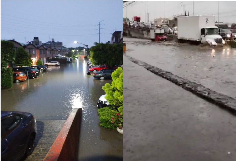 Algunas calles resultaron anegadas tras las lluvias en el Valle de México. Foto Especial