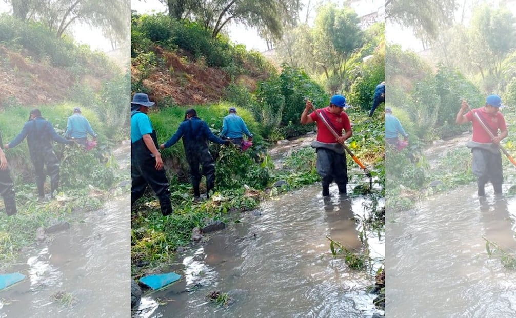 Personal de SAPASA retiró más de 40 toneladas de azolve de la Presa El Ángulo, como parte de las labores preventivas ante la temporada de lluvias. Foto especial
