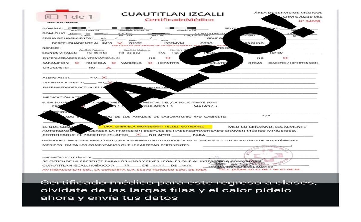 Para obtener un certificado médico legítimo de la Cruz Roja Mexicana, es necesario seguir un proceso presencial y seguro / Foto: Especial
