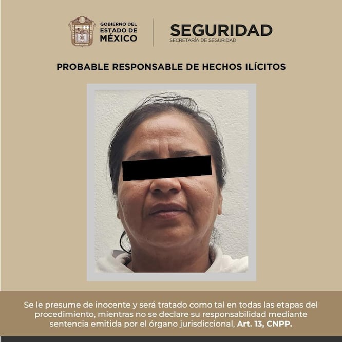 La mujer fue presentada ante el Agente del Ministerio Público de la Fiscalía General de Justicia del Estado de México, sitio en el que se definirá su situación legal. Foto: especial