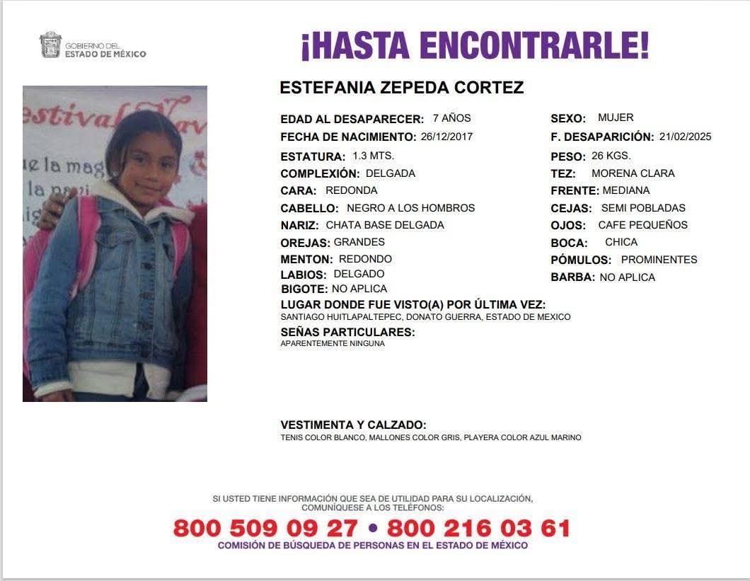 La Fiscalía General de Justicia del Estado de México y la Comisión de Búsqueda de Personas en la entidad emitieron los boletines de búsqueda / Foto Especial