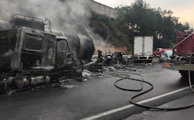 ¡Precaución! Incendio de pipa en la Chamapa-Lechería provoca desviaciones en diversos puntos 