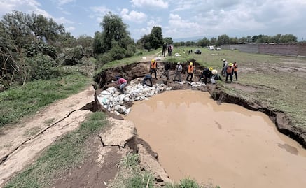 Controlan emergencia por desbordamiento del Río Papalotla; inician obras definitivas
