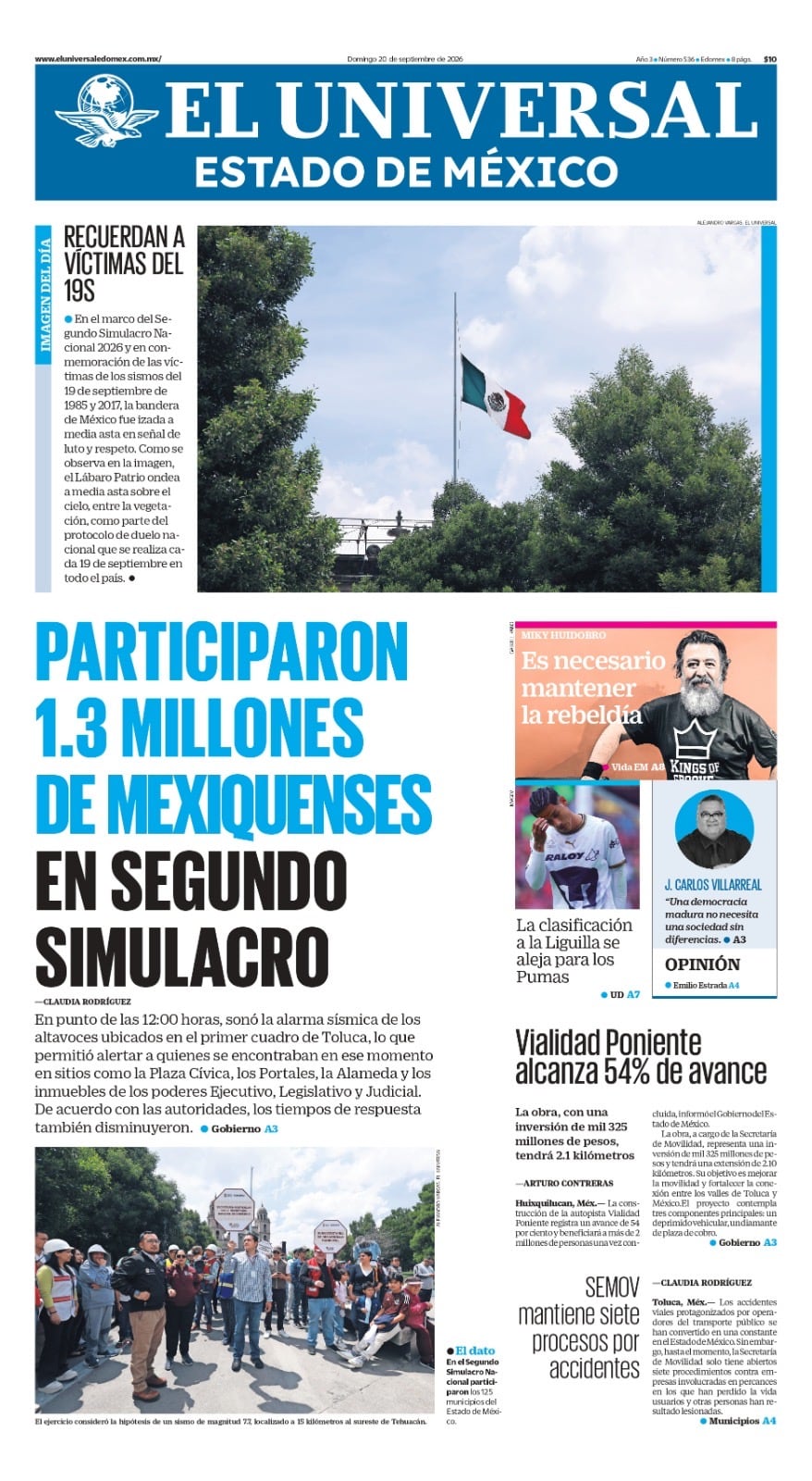 Portada del 20 de septiembre del  2026