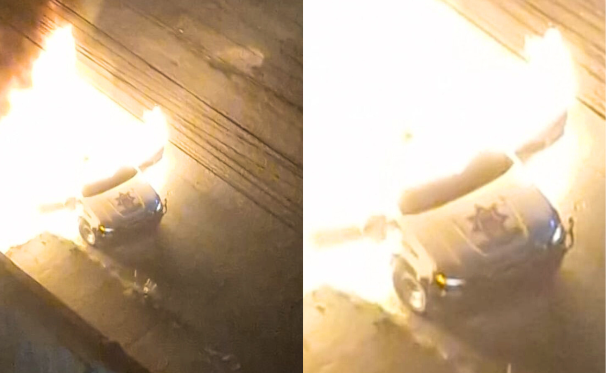¡Arde la noche en Cuautitlán Izcalli! Patrulla envuelta en llamas frente a Punta Norte