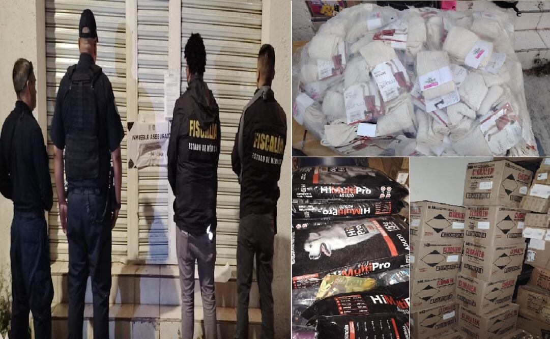 Agentes de la FGJEM y policías municipales recuperaron mercancía robada en el municipio de Tlalnepantla. Foto: Especial