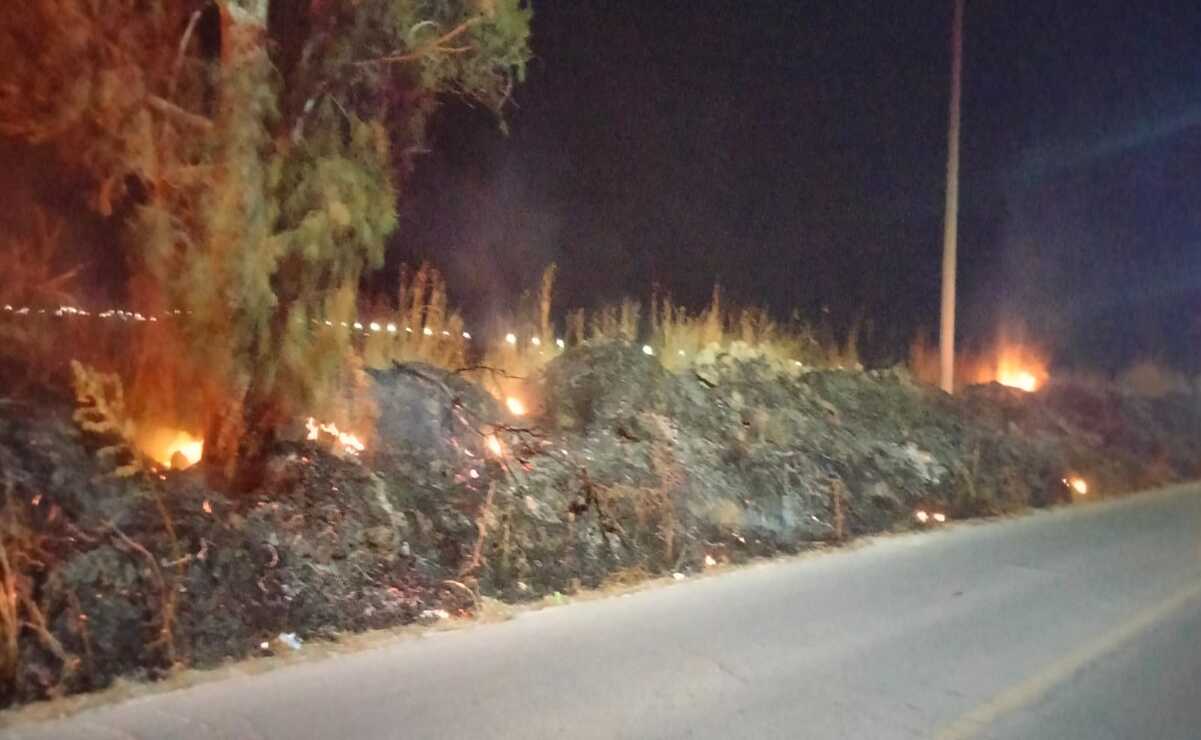 Policías municipales realizaban  un recorrido por la comunidad de Nativitas cuando se percataron del incendio / Foto: Especial