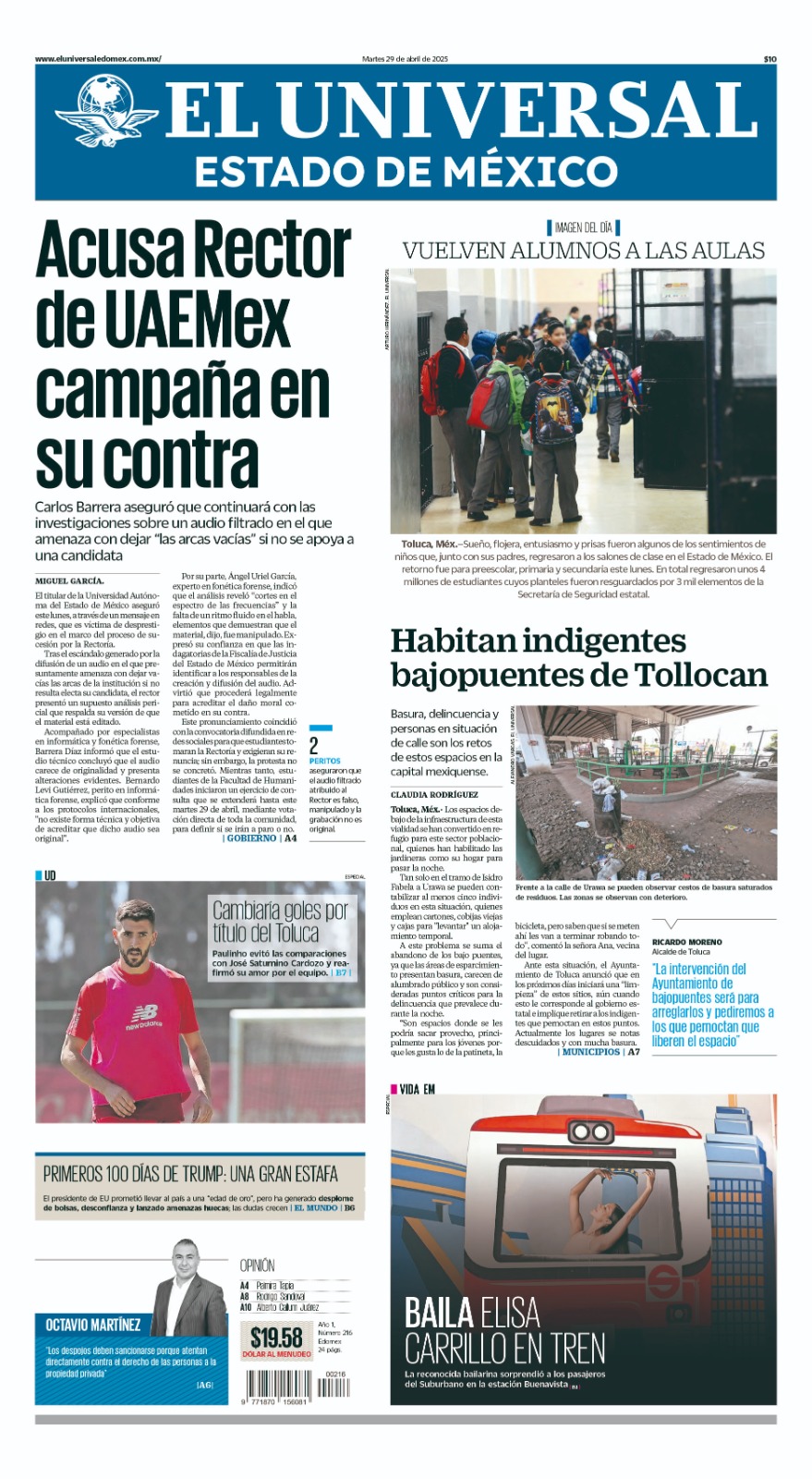 Portada Martes 29 de abril 2025