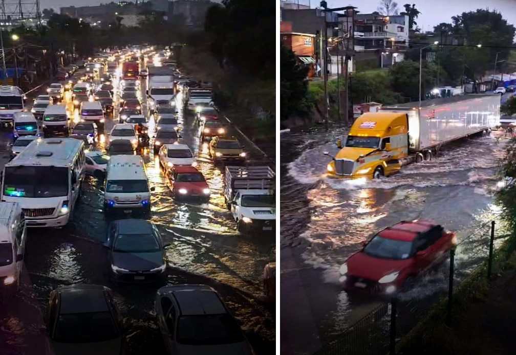 Lluvias afectan la circulación en la López Portillo, en Cuautitlán Izcalli