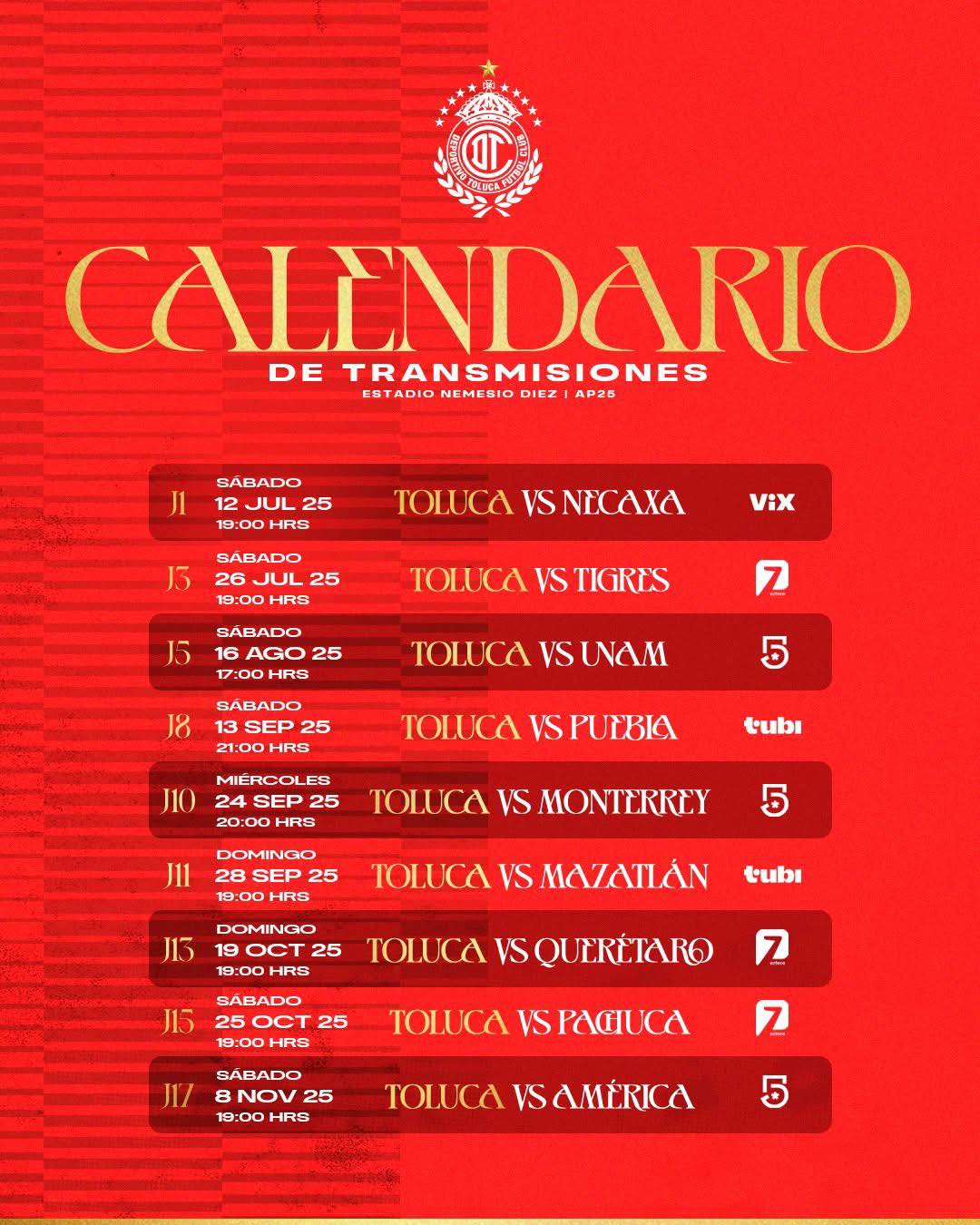 Calendario de transmisiones / Foto Especial
