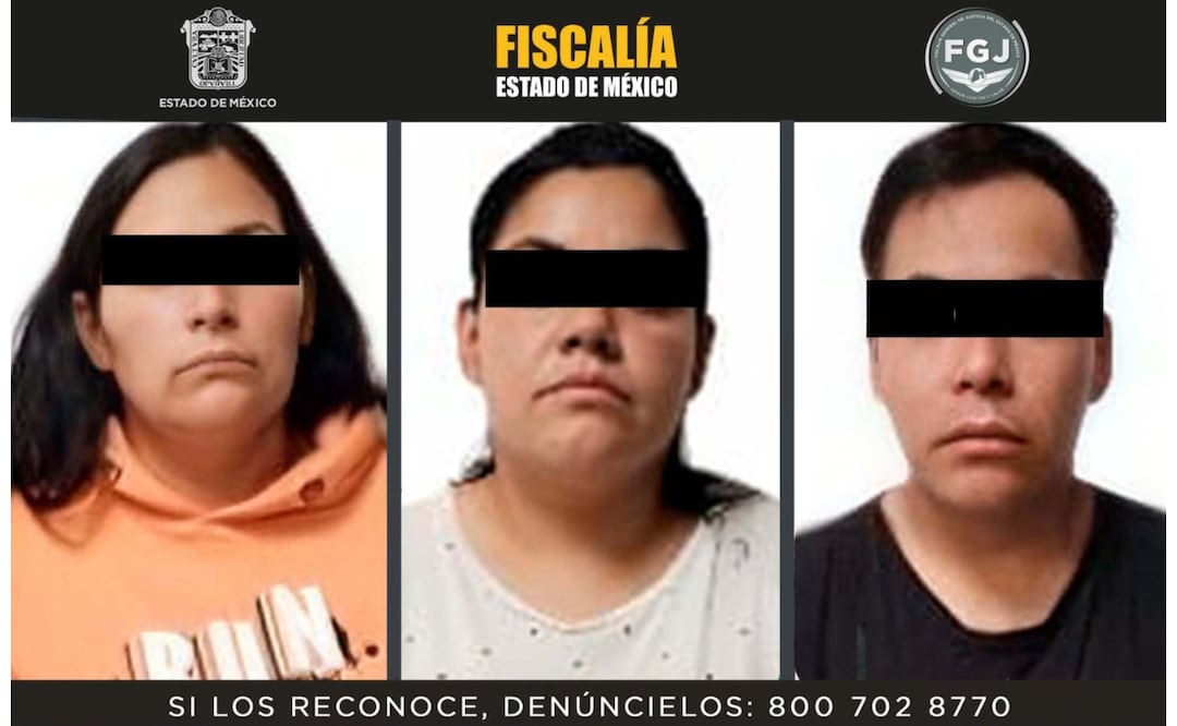 Tres presuntos miembros de La Familia Michoacana, incluyendo dos mujeres, fueron vinculados a proceso por homicidio calificado en Chalco, Estado de México. Foto: Especial
