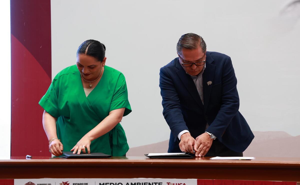 Presidente Municipal de Toluca, Ricardo Moreno Bastida, y la Secretaría del Medio Ambiente y Desarrollo Sostenible del Estado de México, Alhely Rubio Arronis / Foto Alejandro Vargas