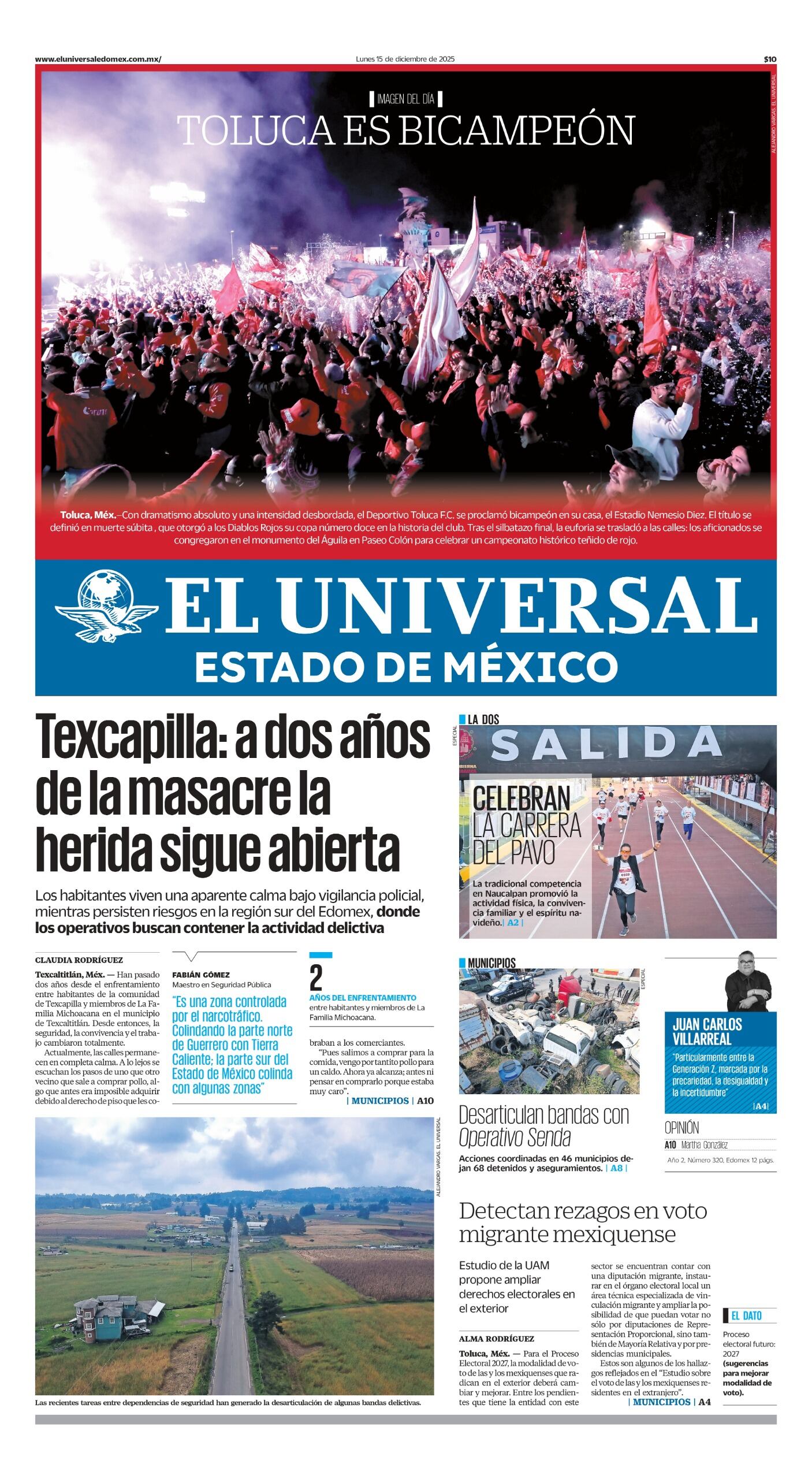 Portada del 15 de diciembre