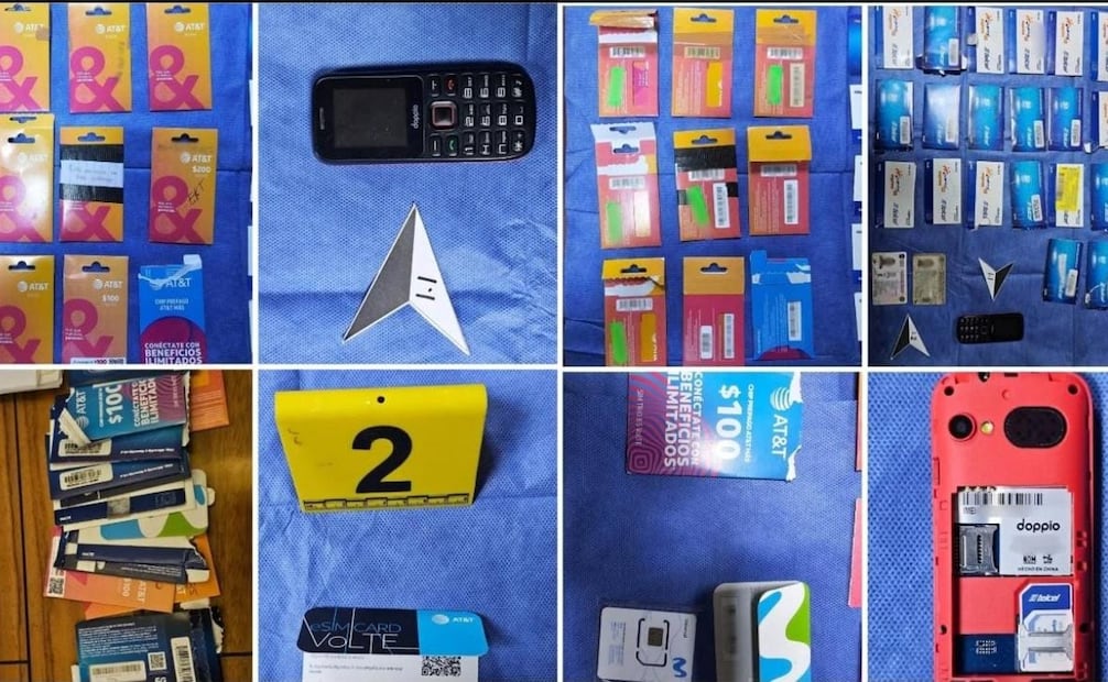 Las autoridades aseguraron teléfonos celulares y tarjetas SIM durante una diligencia en una residencia del fraccionamiento La Providencia, en Metepec. Foto especial