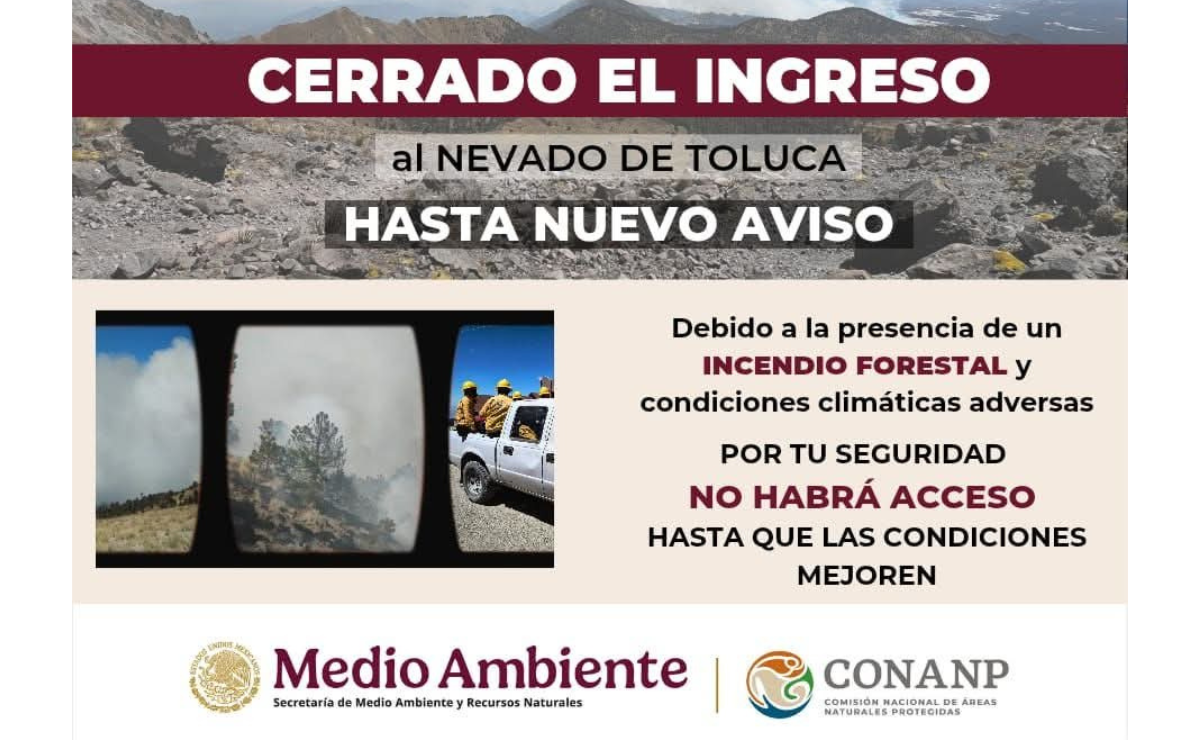 El Nevado de Toluca bajo fuego: Cierre temporal por incendio forestal. Foto: Especial