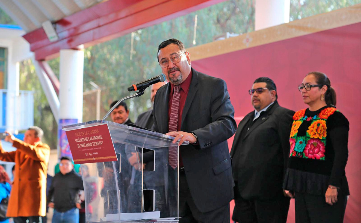 La EPO No. 118 de Tlalnepantla fue sede del arranque de la campaña 'Aléjate de las drogas. El fentanilo te mata' Foto: Especial