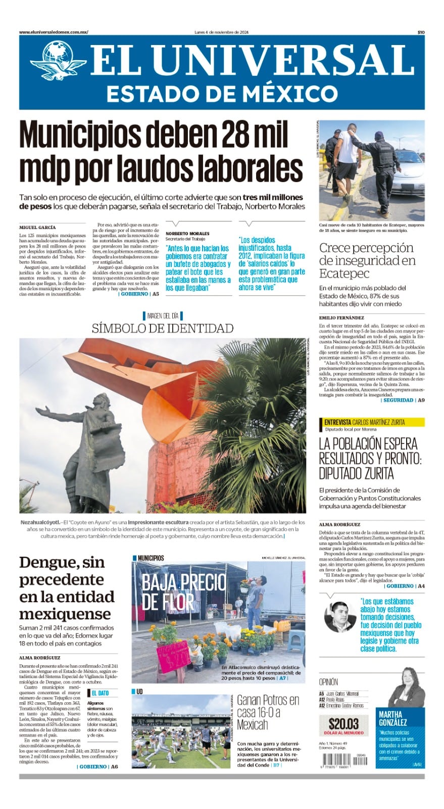 Portada 4 de noviembre del 2024