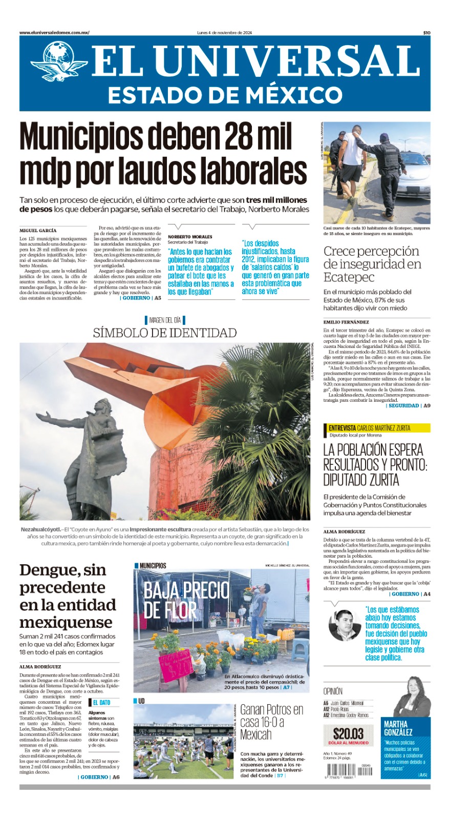 Portada 4 de noviembre del 2024