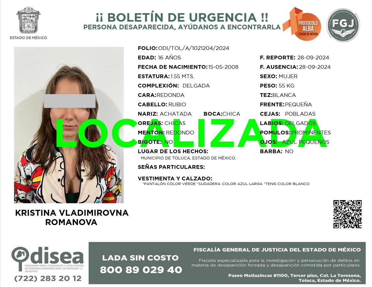 La menor se encuentra bajo resguardo de Fiscalía Mexiquense. Foto Especial