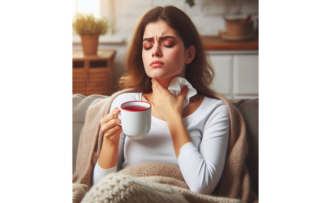 En ocasiones el dolor de garganta puede ser muy molesto en el día a día, al tratar de ingerir alimentos o realizar alguna actividad física. Foto: IA