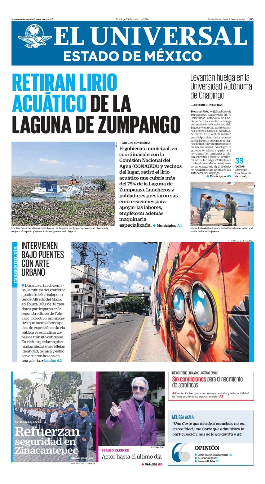 Portada del 29 de marzo del 2026