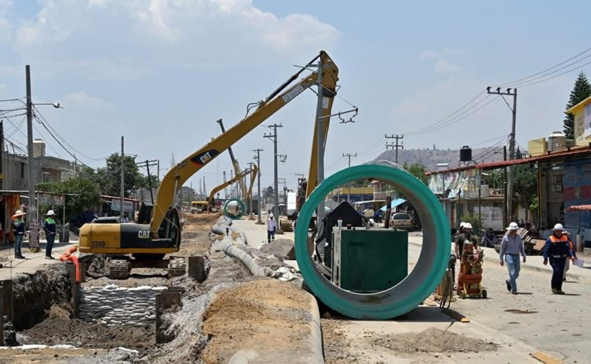 Adiós al miedo a las lluvias en Chalco. El nuevo Colector Solidaridad, que reemplaza al colapsado, ya casi es una realidad para proteger a la comunidad Foto: Especial