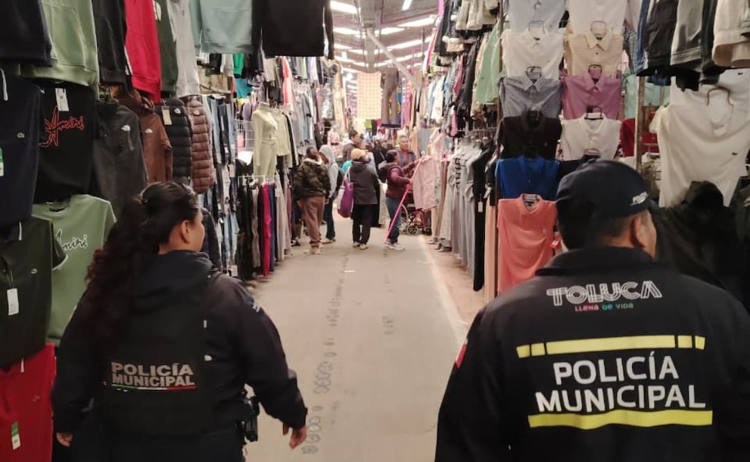 Los elementos ejecutan patrullajes preventivos, filtros de supervisión y revisiones aleatorias en este importante centro de venta. Foto. Especial