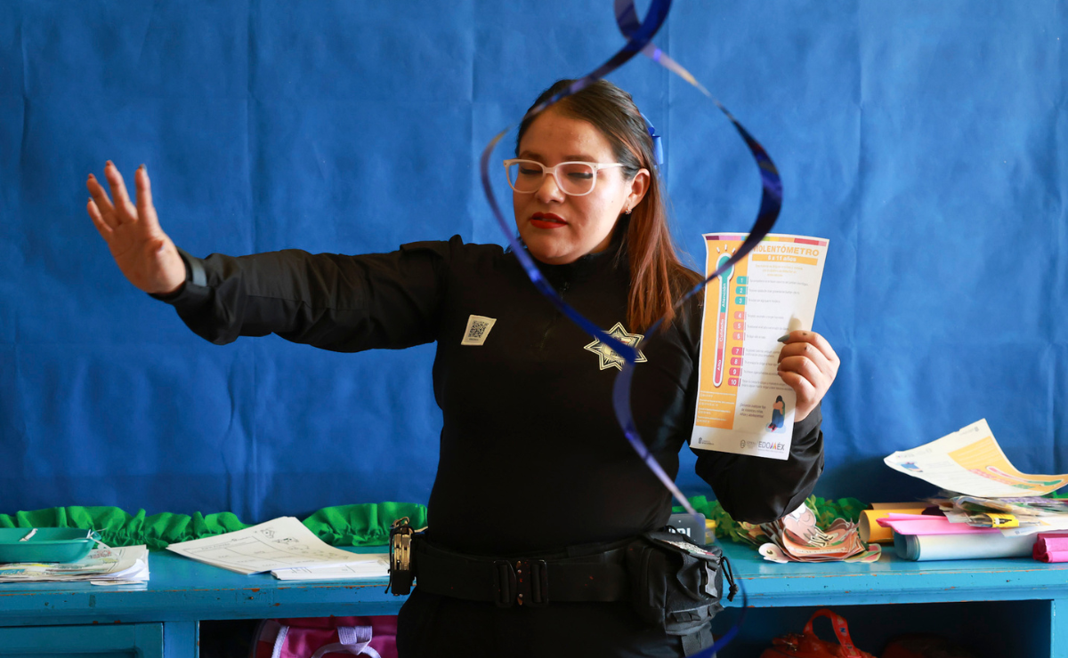 Tenancingo: Niños aprenden sobre el "violentómetro". Foto: Alejandro Vargas
