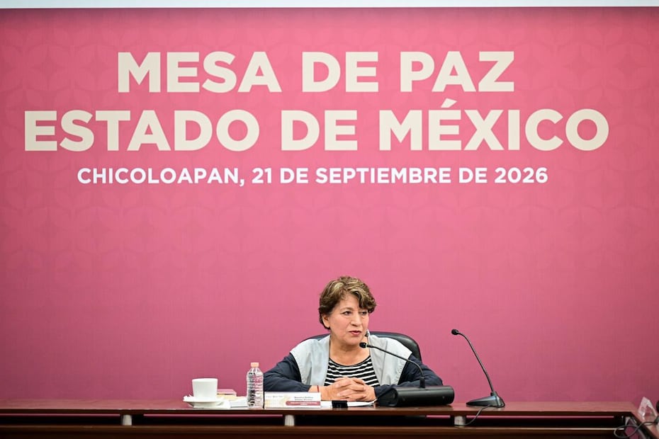 Delfina Gómez encabezó la Mesa de Paz 179 en Chicoloapan, donde se revisaron los resultados del Mando Unificado Oriente. Foto Especial