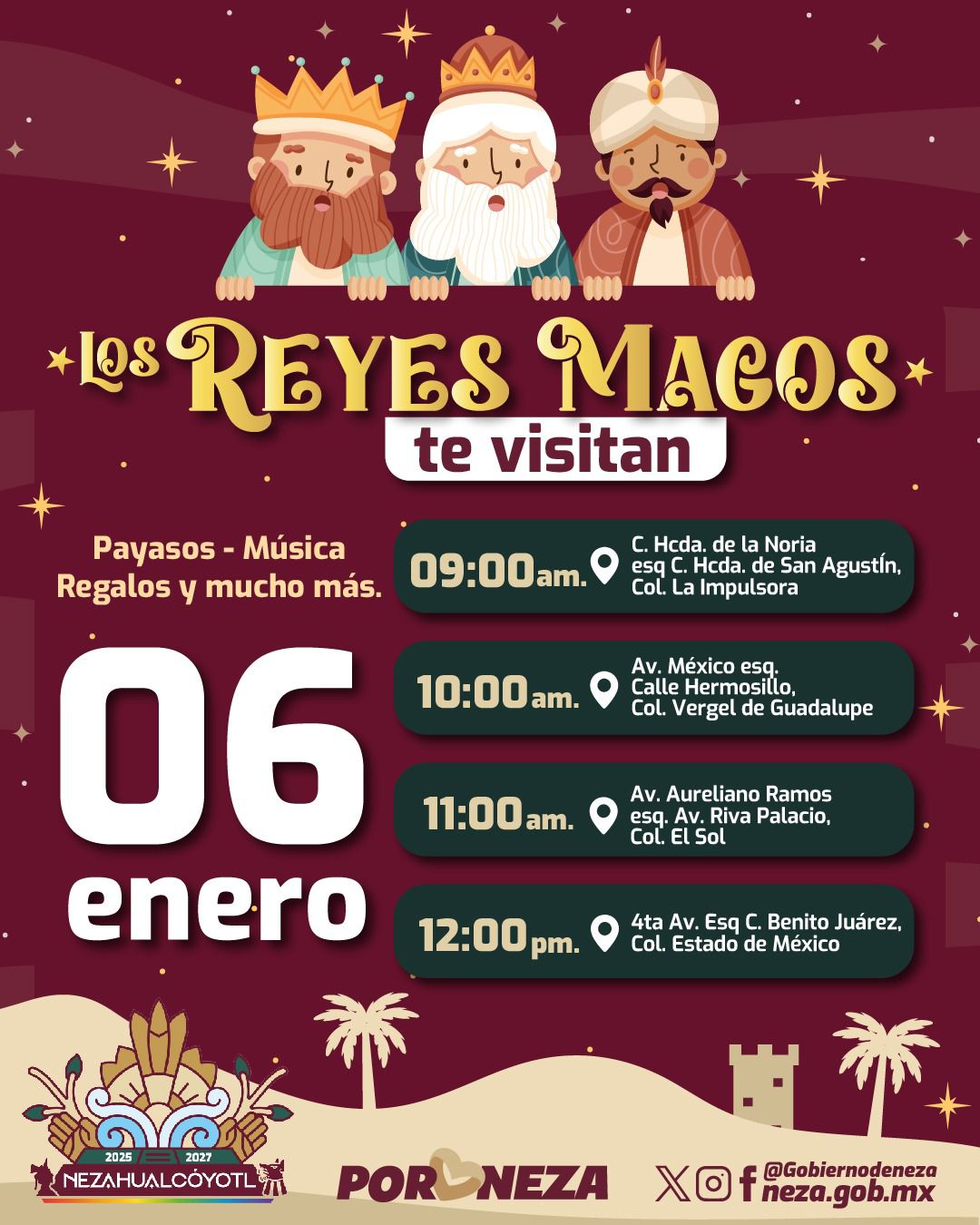 Los Tres Reyes Magos realizarán recorridos en las colonias del municipio / Foto Especial