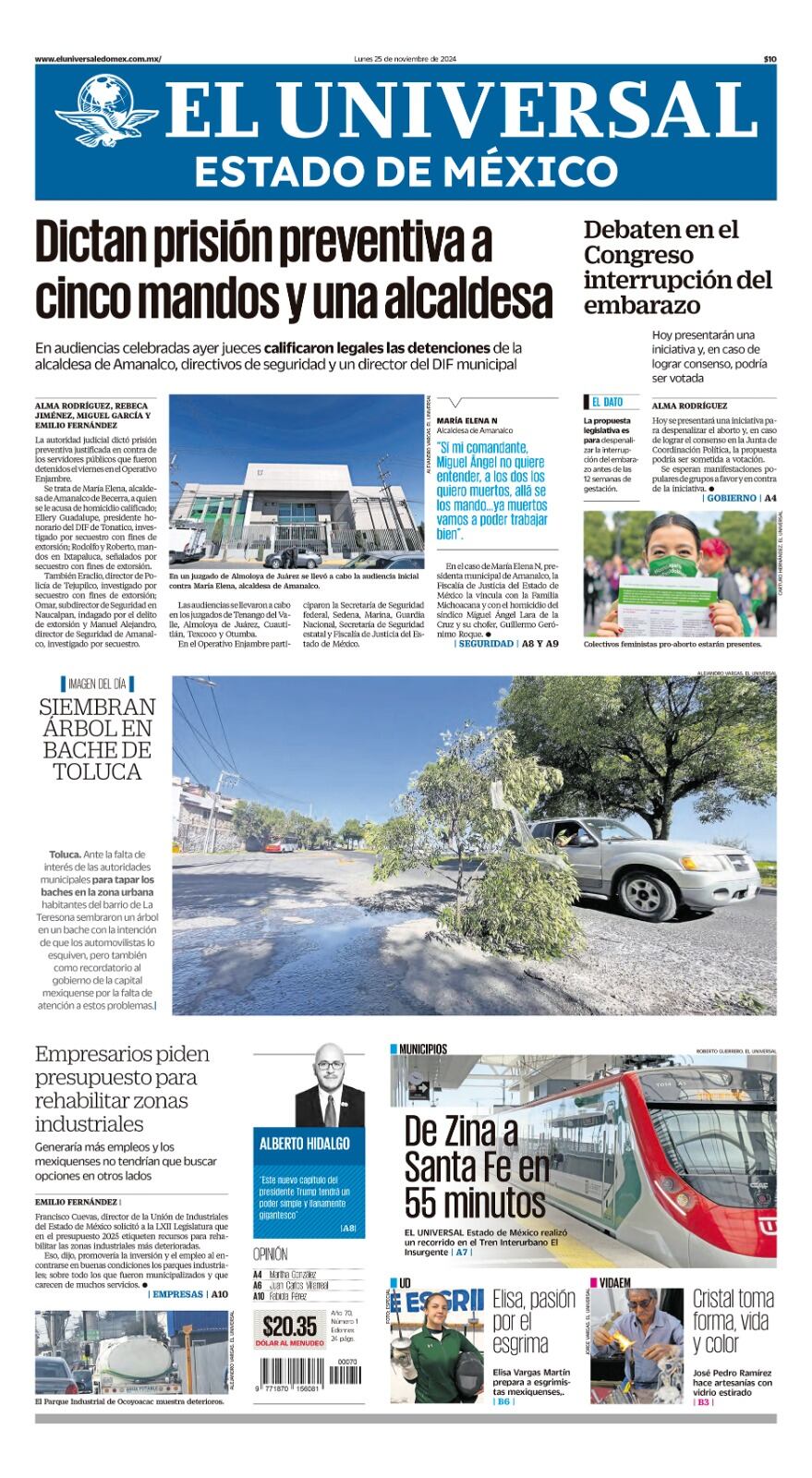 Portada Edomex 25 de noviembre
