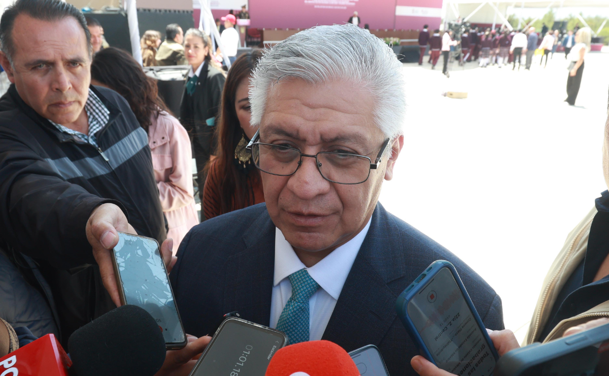 El secretario de Seguridad del Estado de México, Cristóbal Castañeda Camarillo, informa sobre el despliegue de seguridad para la próxima elección judicial en Rayón. Foto: Alejandro Vargas