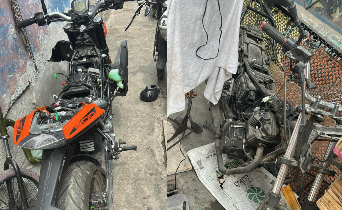 Motocicletas con reporte de robo encontradas en un predio de Santa María Xalostoc. Foto: Especial