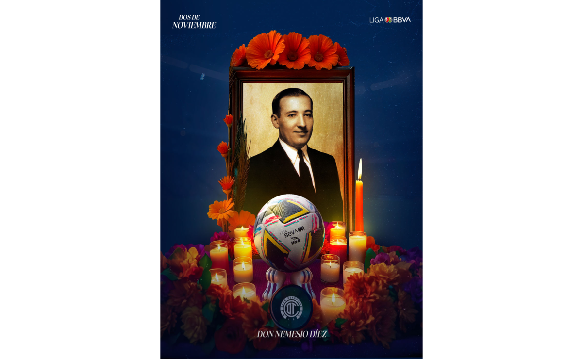 La Liga MX corrigió el error y compartió nuevamente la publicación de Día de Muertos, ya con la foto de Nemesio Diez. Foto: @Liga BBVA MX / FB