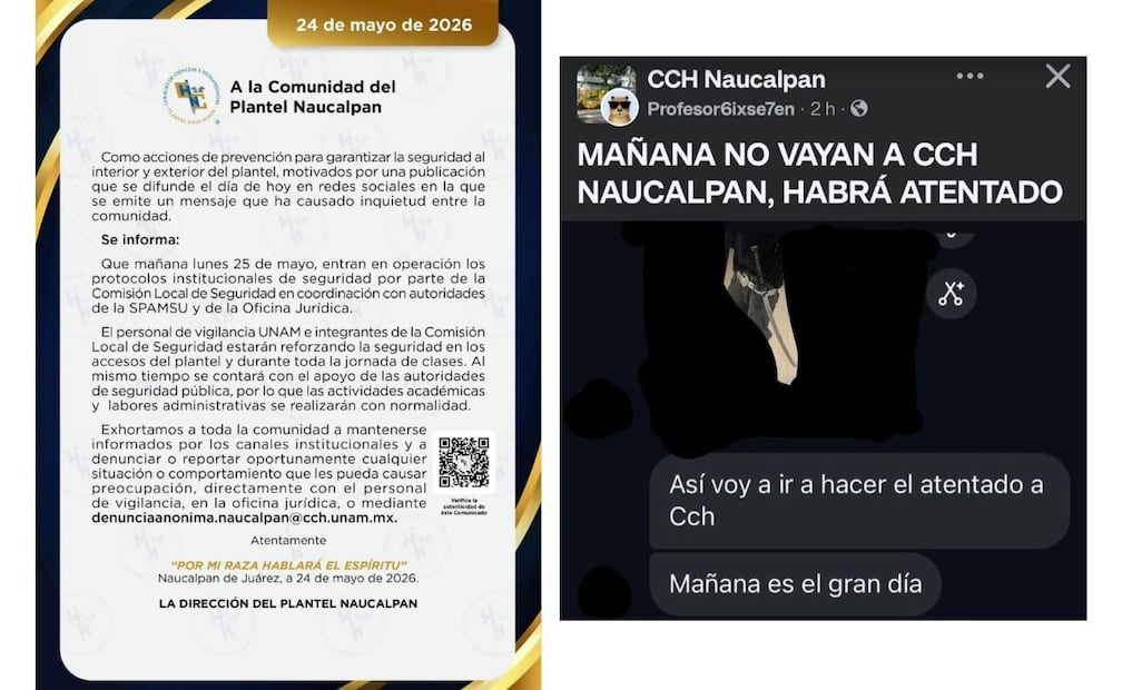 La dirección del CCH Naucalpan emitió un comunicado urgente para informar sobre la aplicación de las nuevas medidas preventivas. Foto Especial