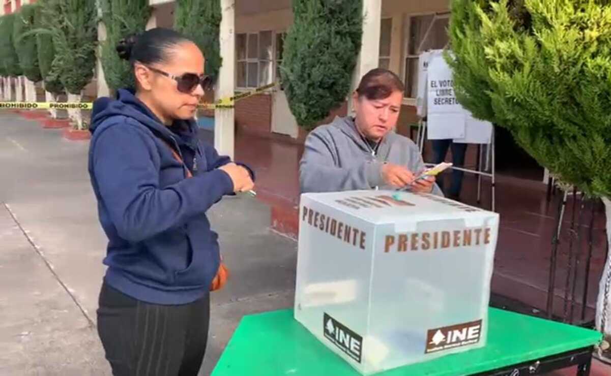 María Luisa Lunjan, fue la primer mexiquense en votar en la comunidad de San Pablo Autopan, con un tiempo aproximado de 10 minutos. Foto: Captura de pantalla