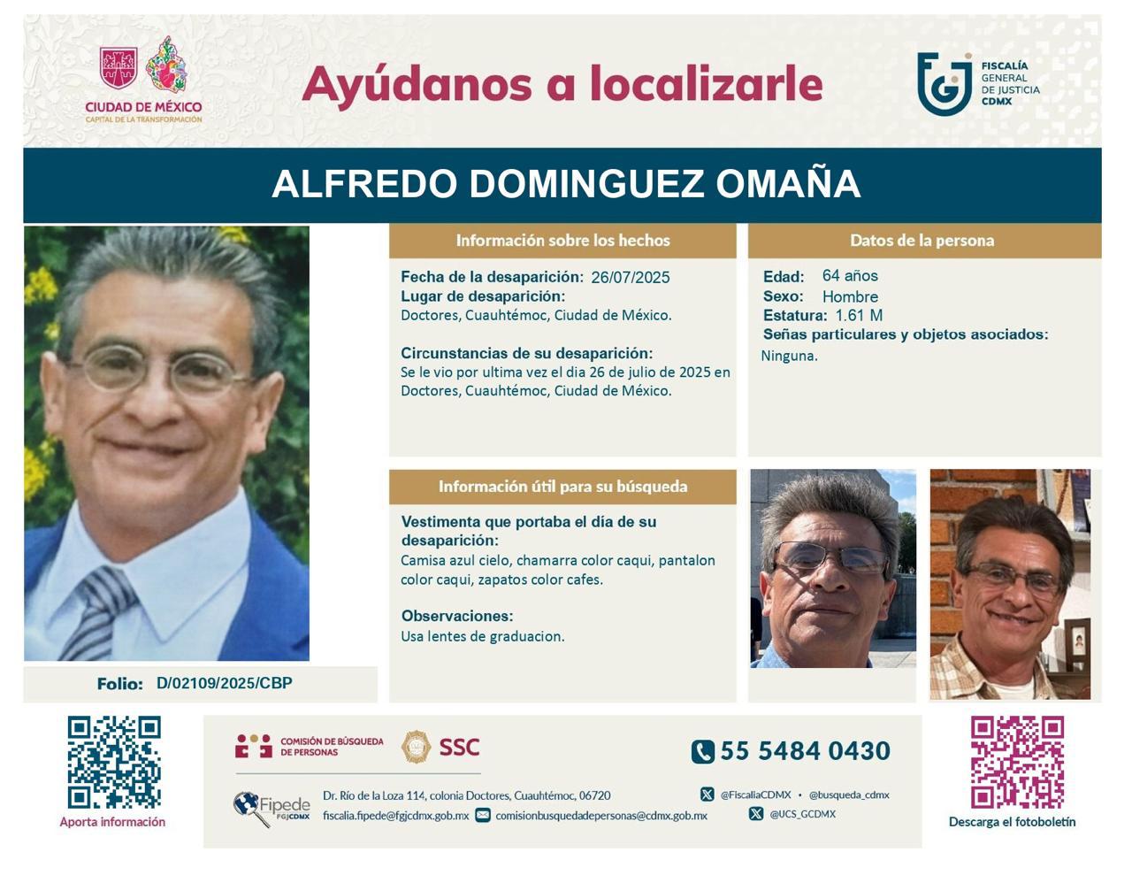 Alfredo Domínguez de 64 años de edad, quien había sido reportado como desaparecido / Foto Especial