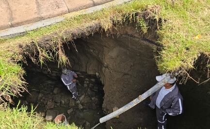 Colapsa colector pluvial en Capultitlán tras lluvias atípicas; autoridades ya reparan la zona