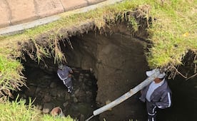 Colapsa colector pluvial en Capultitlán tras lluvias atípicas; autoridades ya reparan la zona