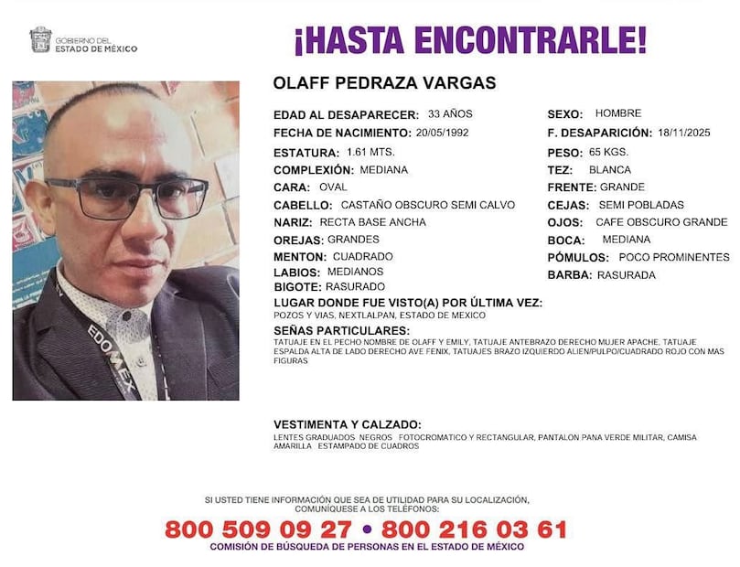 Al profesor de una escuela primaria en el fraccionamiento Santa Inés, lo reportaron como desaparecido desde el pasado 18 de noviembre y después de 16 días de búsqueda, sus familiares lo habrían encontrado. Foto: especial