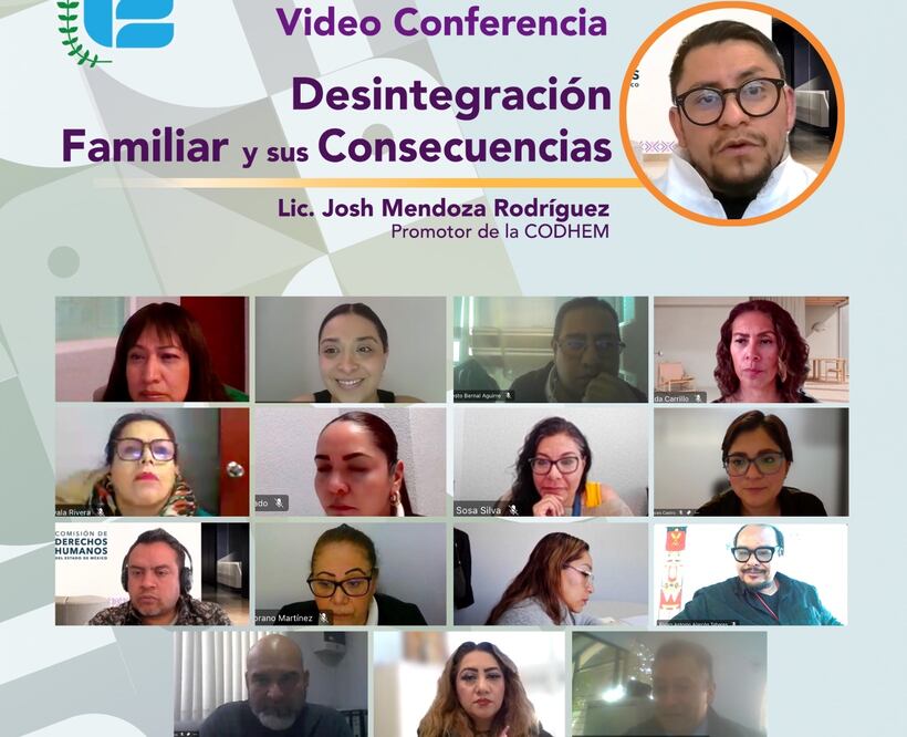 El encargado de la conferencia virtual fue Josh Mendoza Rodríguez, capacitador de los departamentos de Atención a Grupos Susceptibles de Discriminación y de Atención a Niñas, Niños y Adolescentes de la Comisión de Derechos Humanos del Estado de México. Foto Especial