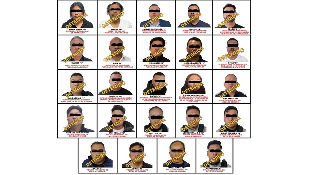 Los detenidos en la Operación Enjambre que se llevó a cabo en el Edomex. Foto Especial