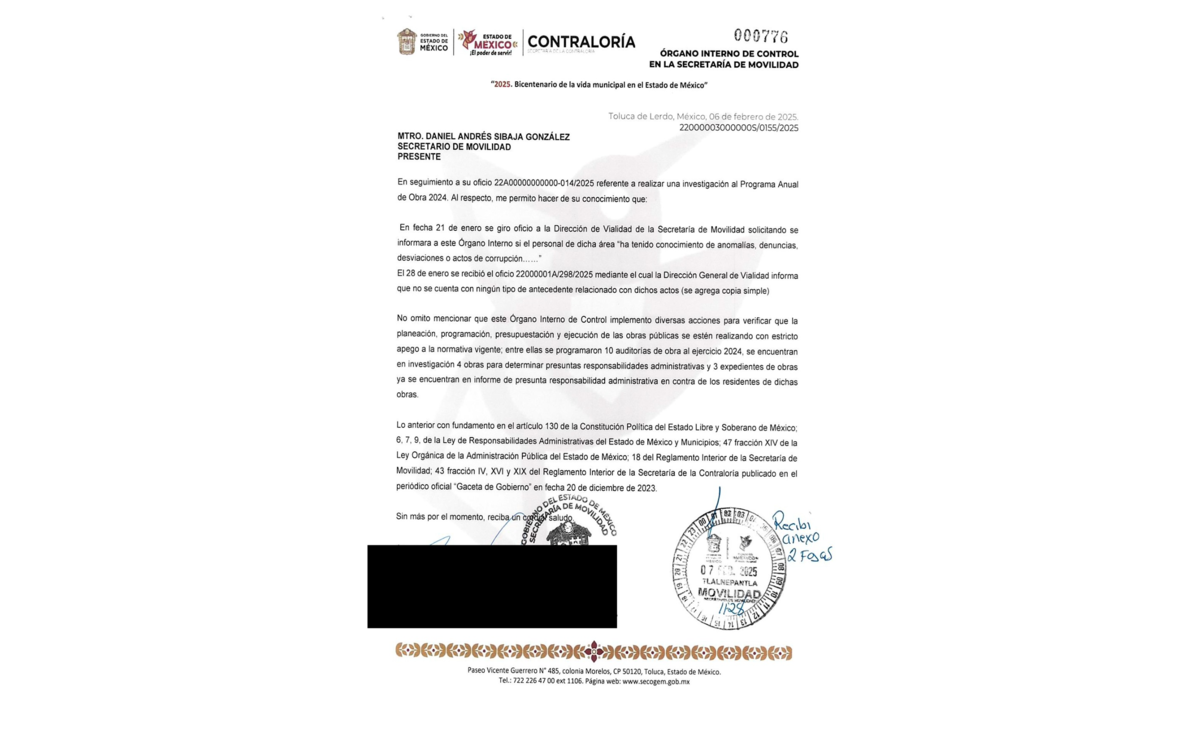El 28 de enero se recibió un oficio que afirmaba que no se contaba con antecedentes sobre desviaciones o irregularidades. Foto: Especial
