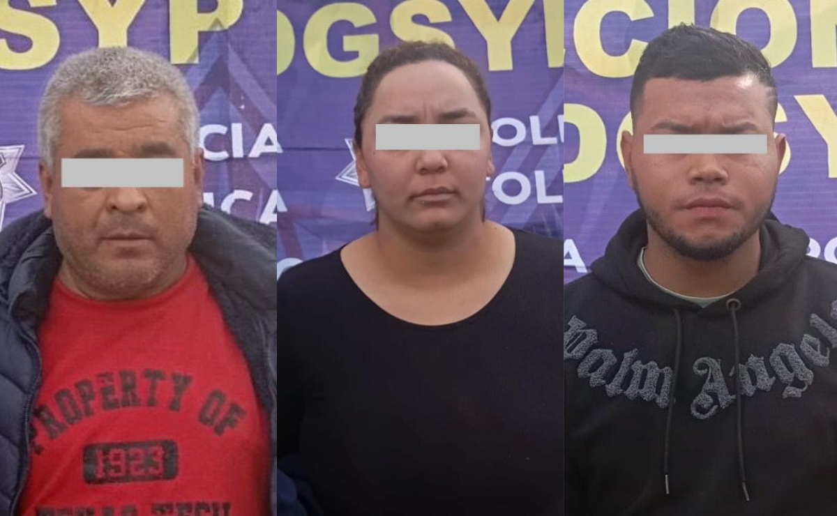 Golpe al fraude "gota a gota" en Toluca: Detenidos dos colombianos y un mexicano, sorprendidos con tarjetas de cobro y un taxi. Foto: Especial