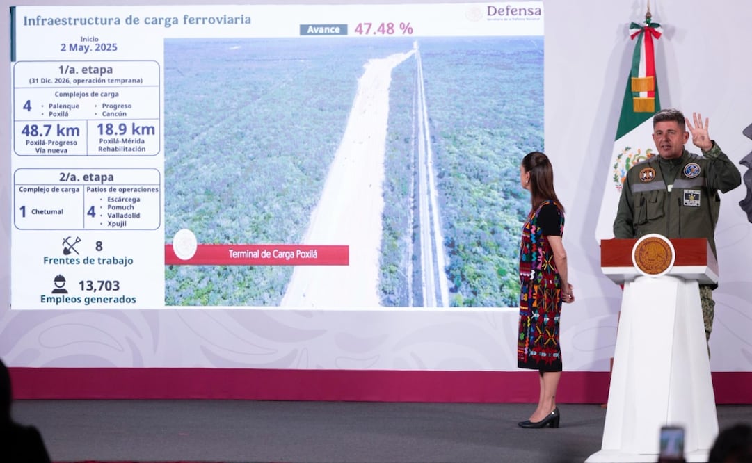 Durante la conferencia mañanera de este miércoles se dieron a conocer los avances de la construcción de trenes en todo el país. Foto. Especial