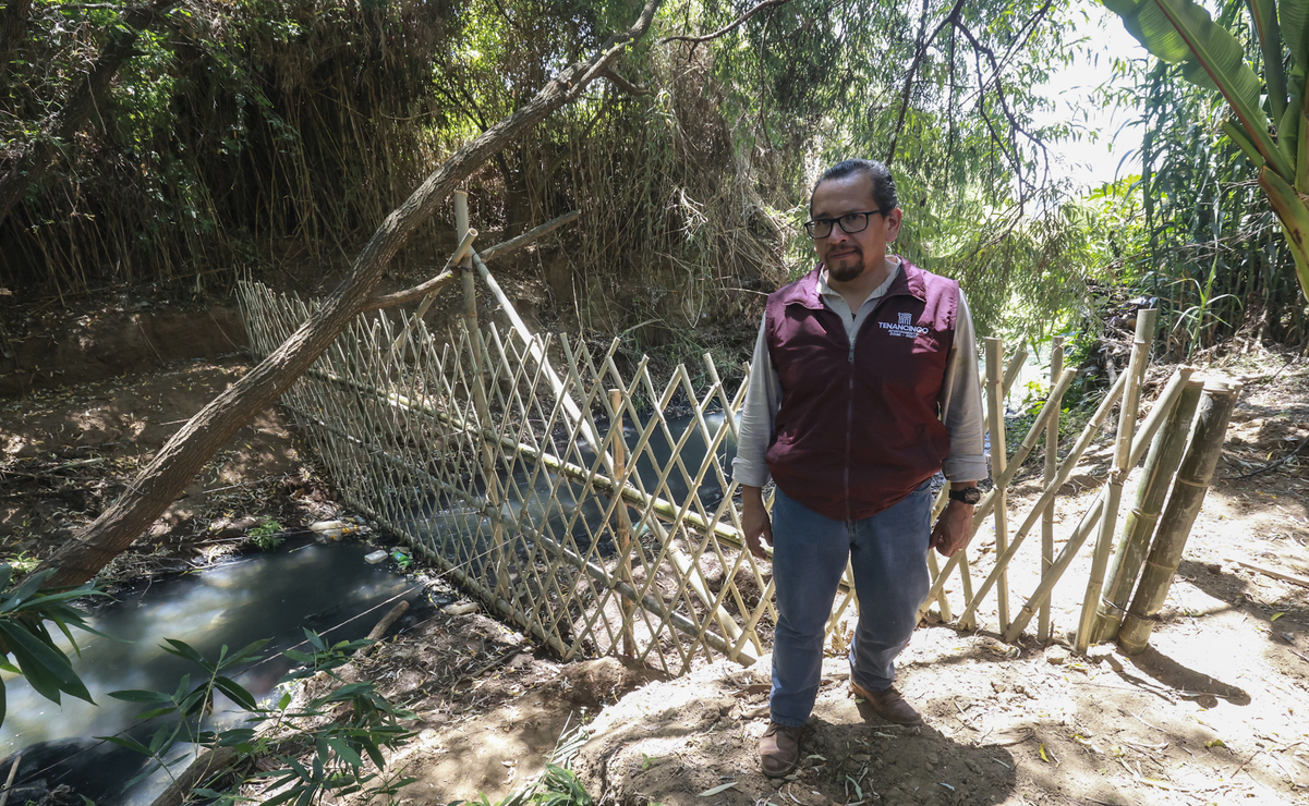 La Dirección de Ecología de Tenancingo echó a andar el proyecto piloto de trampas ecológicas para disminuir la contaminación en el río. Foto: Alejandro Vargas / El Universal Estado de México