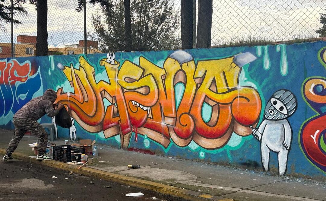 En el municipio de Metepec se lleva a cabo una Jornada de Grafiti Urbano, donde artistas plasman su trabajo en las bardas. Foto: Miguel García.